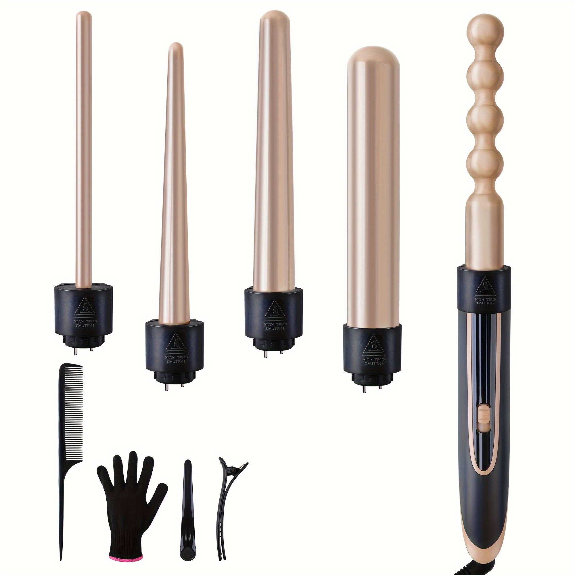 Hair Curling Wand 5in 1 Hair Curlers Iron Set 1.25inch with 5 Ceramic Interchangeable Barrel for Long Short Hair Styling Tool 1inch Hairs Crimper for Women Gifts Birthday Christmas New Year Festival Hairstylist Essentials Sty